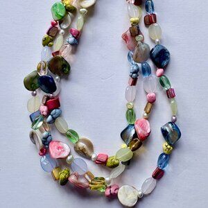 Vintage ESMOR Triple Strand Beaded Necklace